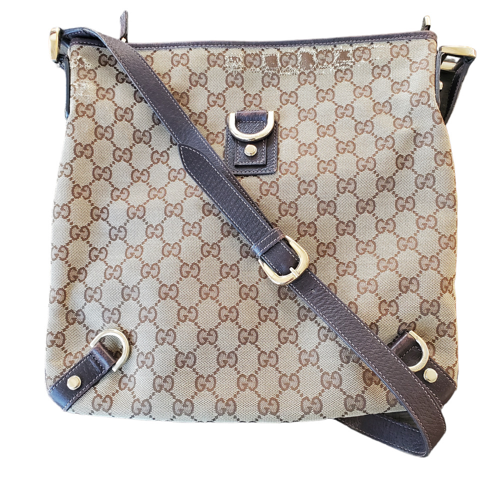 Gucci Brown and Beige GG Canvas Crossbody Bag